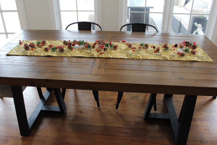Holiday Table Runner - Christmas Trimmed In Gold