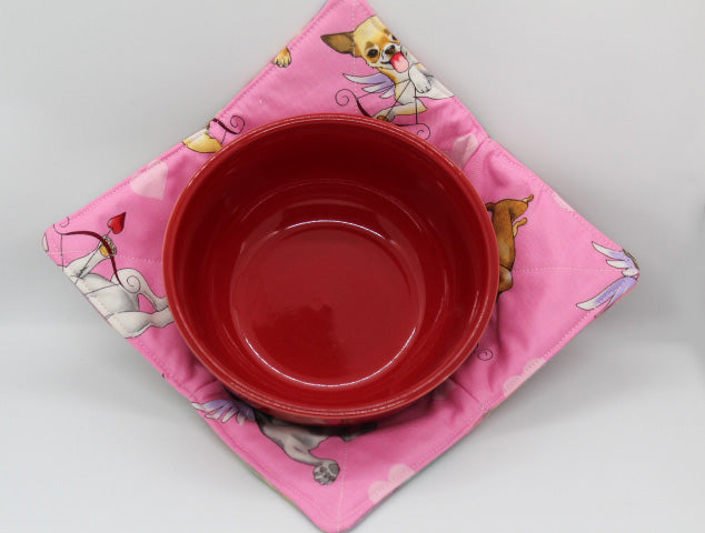 Puppy Love In Pink Small & Large Bowl Cozy Set