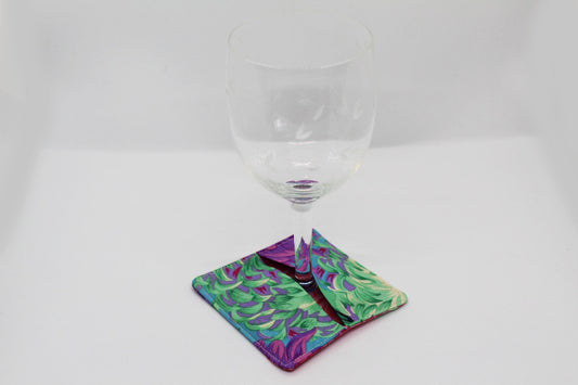Floral Wine Glass Coasters. Set of 4