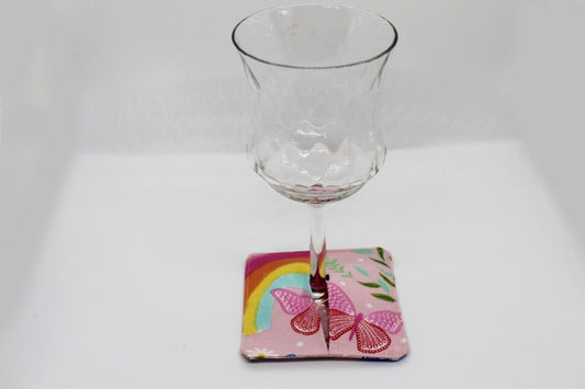 Flamingo Wine Glass Coasters.  Set of 4