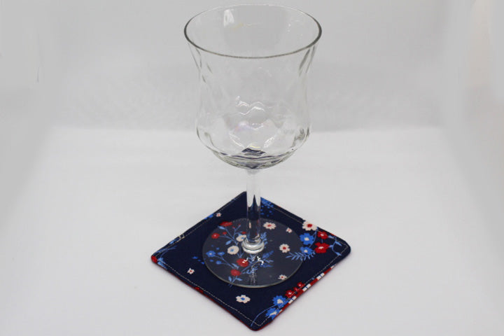 Red White and Blue Fabric Coasters. Set of 4