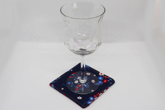 Red White and Blue Fabric Coasters. Set of 4