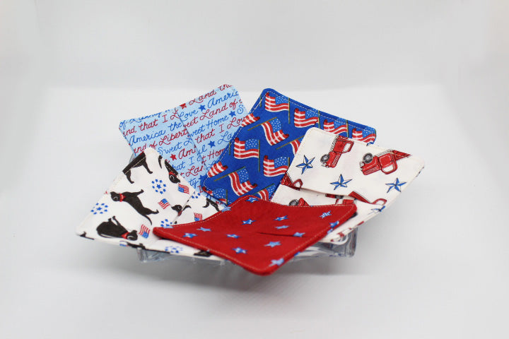 Red White and Blue Wine Glass Coasters. Set of 4