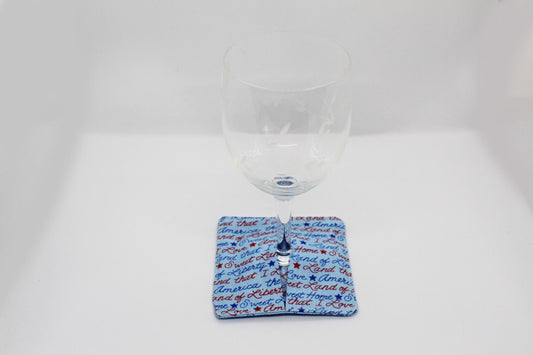 Red White and Blue Wine Glass Coasters. Set of 4
