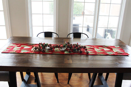 Holiday Table Runner - Christmas Trees and Cardinals