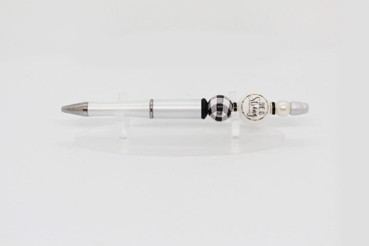 She Is Strong Houndstooth Beaded Pen