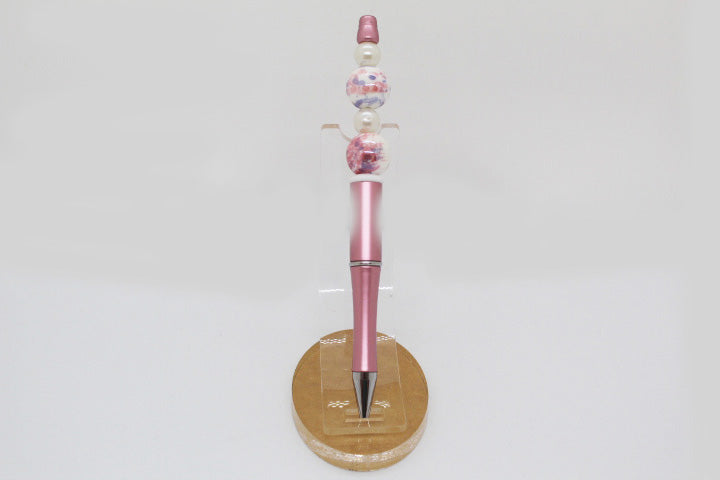 Pink Blushing Marble Beaded Pen
