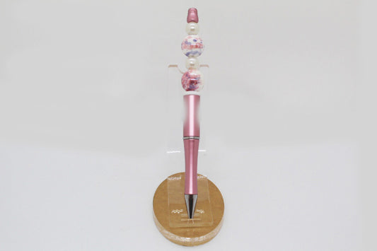Pink Blushing Marble Beaded Pen