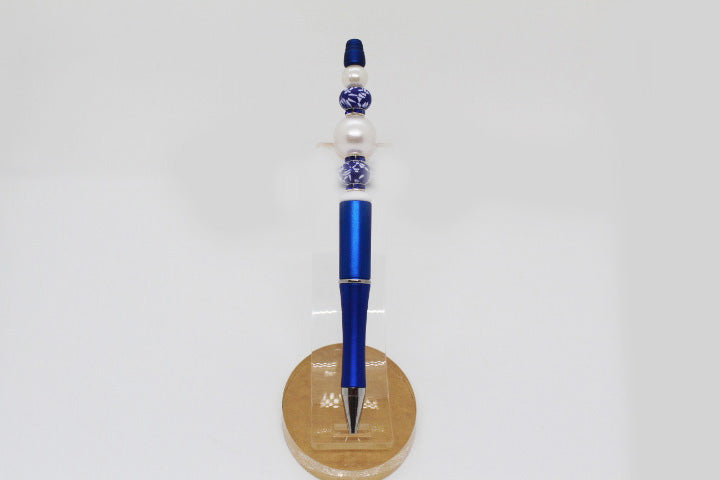 Cobalt & Pearl Beaded Pen