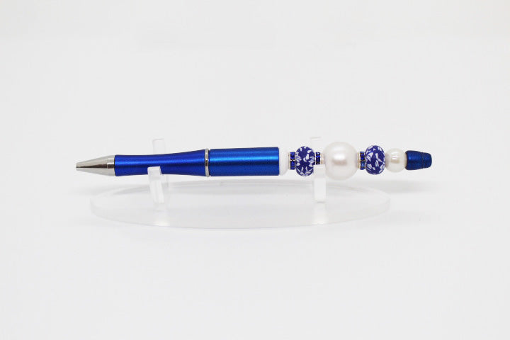 Cobalt & Pearl Beaded Pen
