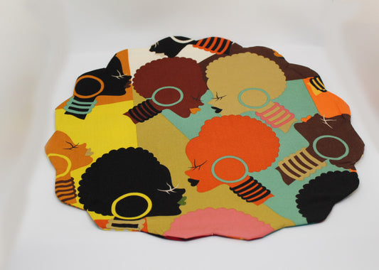 Earth Tone Queens with Kente Backing Rectangle Placemats (4 Piece)