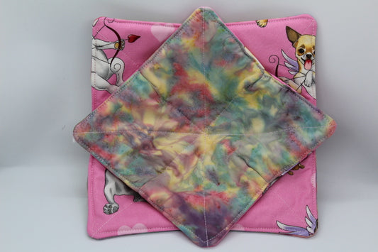 Puppy Love In Pink Small & Large Bowl Cozy Set