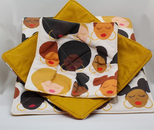 Sistas In Prayer Large Bowl, Small Bowl & Plate Cozy Set